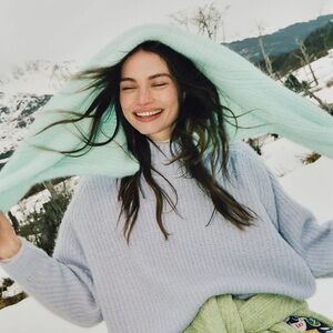 The Dawn Mock-Neck Chunky Sweater by Pilcro in Lilac NWT